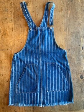Sky and Sparrow Blue Striped Denim Dress Overall
